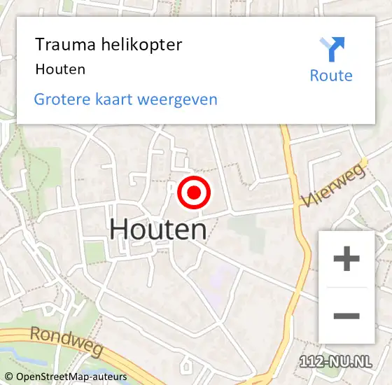Locatie op kaart van de 112 melding: Trauma helikopter Houten op 26 december 2023 21:53