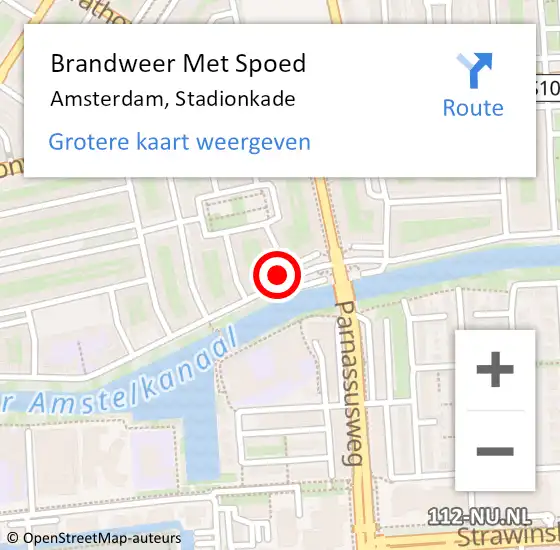 Locatie op kaart van de 112 melding: Brandweer Met Spoed Naar Amsterdam, Stadionkade op 26 december 2023 22:19