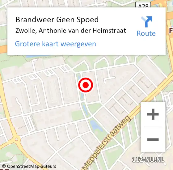 Locatie op kaart van de 112 melding: Brandweer Geen Spoed Naar Zwolle, Anthonie van der Heimstraat op 26 december 2023 22:43