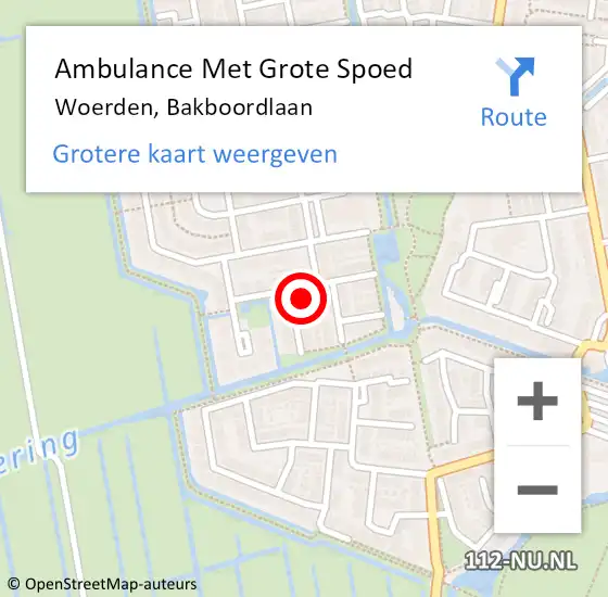 Locatie op kaart van de 112 melding: Ambulance Met Grote Spoed Naar Woerden, Bakboordlaan op 26 december 2023 22:53