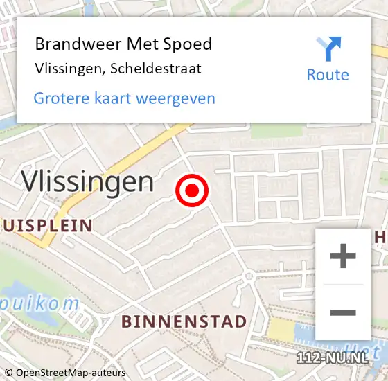 Locatie op kaart van de 112 melding: Brandweer Met Spoed Naar Vlissingen, Scheldestraat op 26 december 2023 23:13