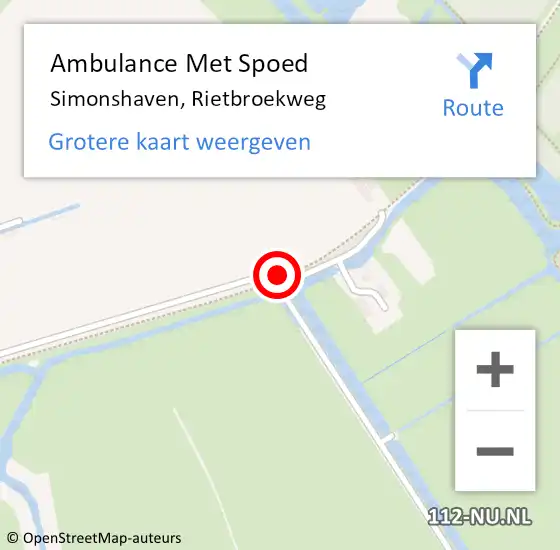 Locatie op kaart van de 112 melding: Ambulance Met Spoed Naar Simonshaven, Rietbroekweg op 26 december 2023 23:58