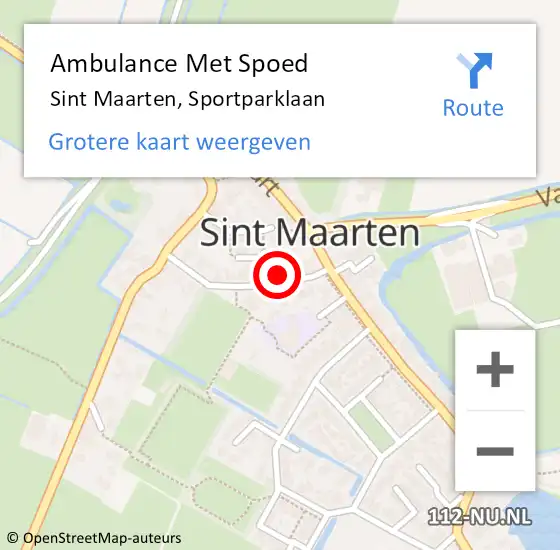 Locatie op kaart van de 112 melding: Ambulance Met Spoed Naar Sint Maarten, Sportparklaan op 27 december 2023 00:03