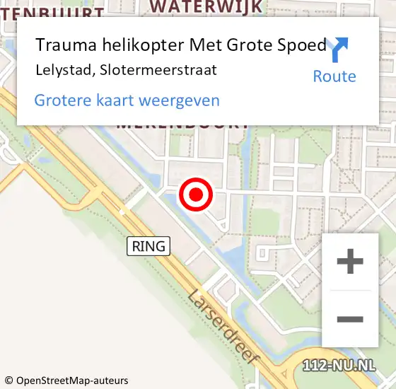 Locatie op kaart van de 112 melding: Trauma helikopter Met Grote Spoed Naar Lelystad, Slotermeerstraat op 27 december 2023 00:27