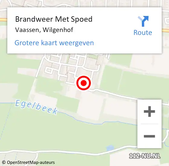 Locatie op kaart van de 112 melding: Brandweer Met Spoed Naar Vaassen, Wilgenhof op 27 december 2023 01:12