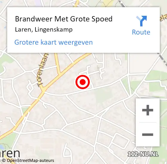 Locatie op kaart van de 112 melding: Brandweer Met Grote Spoed Naar Laren, Lingenskamp op 27 december 2023 02:01