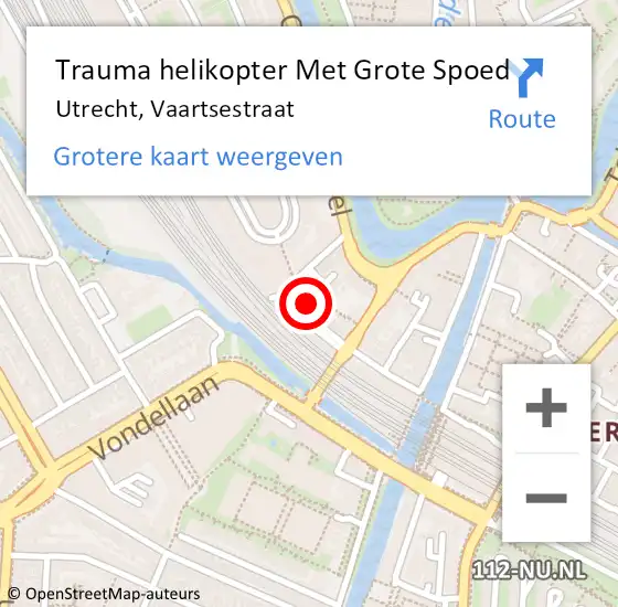 Locatie op kaart van de 112 melding: Trauma helikopter Met Grote Spoed Naar Utrecht, Vaartsestraat op 27 december 2023 03:04