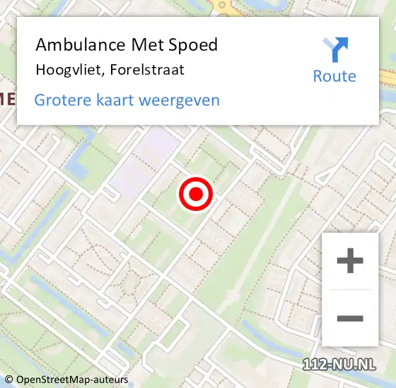 Locatie op kaart van de 112 melding: Ambulance Met Spoed Naar Hoogvliet, Forelstraat op 27 december 2023 04:09