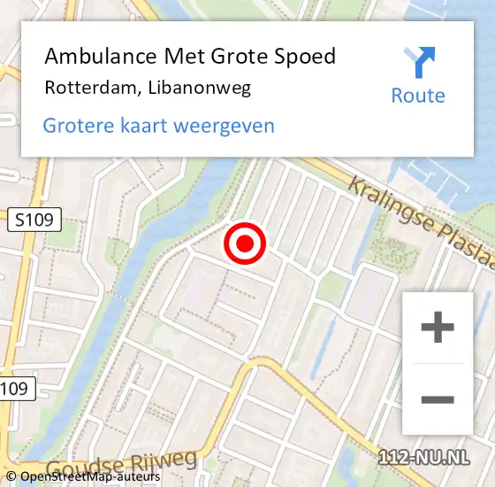 Locatie op kaart van de 112 melding: Ambulance Met Grote Spoed Naar Rotterdam, Libanonweg op 27 december 2023 04:14