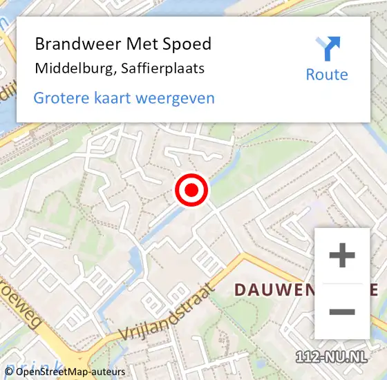 Locatie op kaart van de 112 melding: Brandweer Met Spoed Naar Middelburg, Saffierplaats op 27 december 2023 04:22