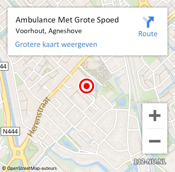 Locatie op kaart van de 112 melding: Ambulance Met Grote Spoed Naar Voorhout, Agneshove op 27 december 2023 04:48