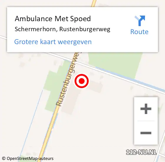 Locatie op kaart van de 112 melding: Ambulance Met Spoed Naar Schermerhorn, Rustenburgerweg op 27 december 2023 05:31