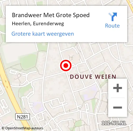 Locatie op kaart van de 112 melding: Brandweer Met Grote Spoed Naar Heerlen, Eurenderweg op 27 december 2023 05:38