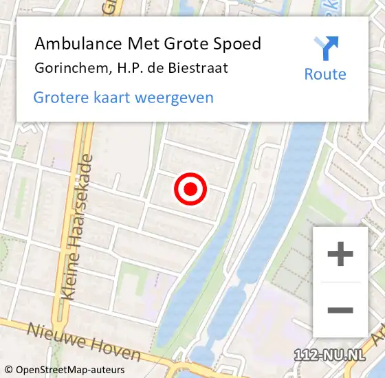 Locatie op kaart van de 112 melding: Ambulance Met Grote Spoed Naar Gorinchem, H.P. de Biestraat op 27 december 2023 06:16