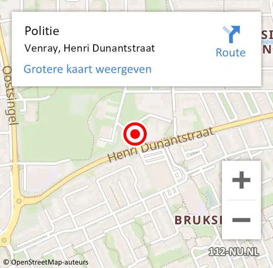 Locatie op kaart van de 112 melding: Politie Venray, Henri Dunantstraat op 27 december 2023 07:02