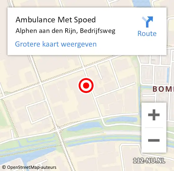 Locatie op kaart van de 112 melding: Ambulance Met Spoed Naar Alphen aan den Rijn, Bedrijfsweg op 27 december 2023 07:05