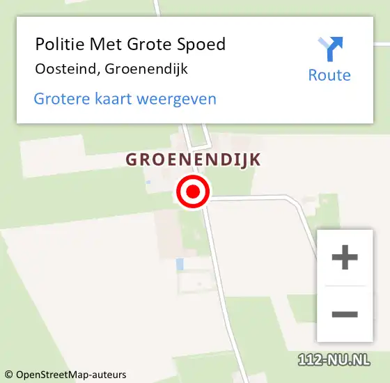 Locatie op kaart van de 112 melding: Politie Met Grote Spoed Naar Oosteind, Groenendijk op 27 december 2023 07:50