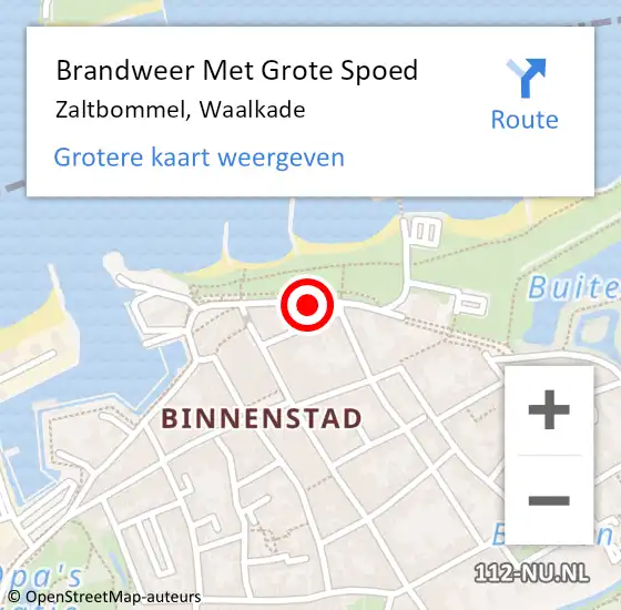 Locatie op kaart van de 112 melding: Brandweer Met Grote Spoed Naar Zaltbommel, Waalkade op 27 december 2023 07:54