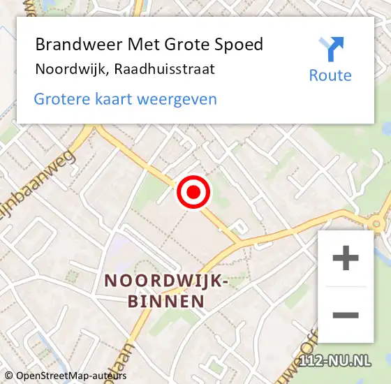 Locatie op kaart van de 112 melding: Brandweer Met Grote Spoed Naar Noordwijk, Raadhuisstraat op 27 december 2023 08:25