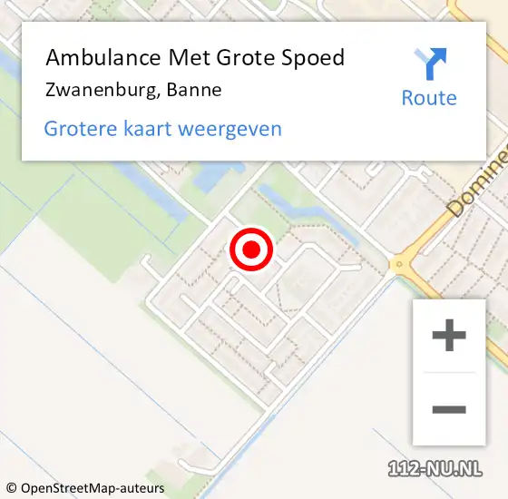 Locatie op kaart van de 112 melding: Ambulance Met Grote Spoed Naar Zwanenburg, Banne op 27 december 2023 09:14