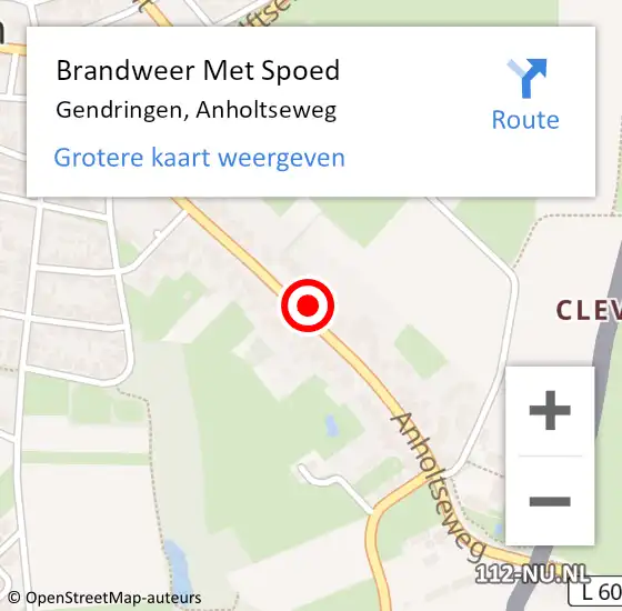 Locatie op kaart van de 112 melding: Brandweer Met Spoed Naar Gendringen, Anholtseweg op 27 december 2023 09:17