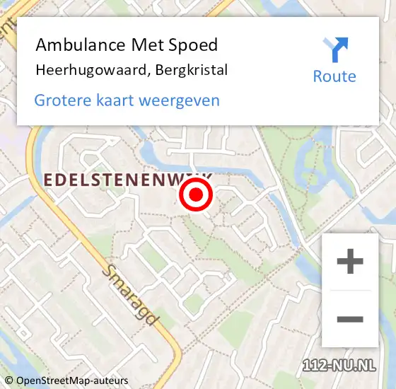 Locatie op kaart van de 112 melding: Ambulance Met Spoed Naar Heerhugowaard, Bergkristal op 27 december 2023 09:35