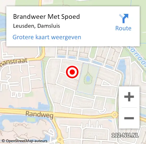 Locatie op kaart van de 112 melding: Brandweer Met Spoed Naar Leusden, Damsluis op 27 december 2023 09:45