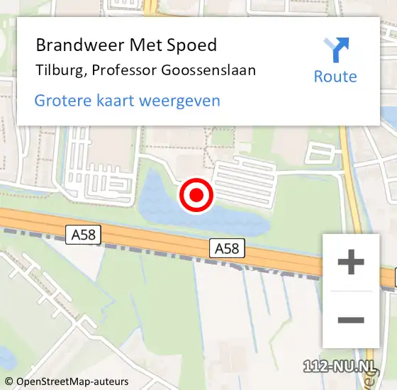 Locatie op kaart van de 112 melding: Brandweer Met Spoed Naar Tilburg, Professor Goossenslaan op 27 december 2023 09:46