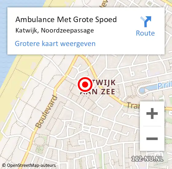 Locatie op kaart van de 112 melding: Ambulance Met Grote Spoed Naar Katwijk, Noordzeepassage op 27 december 2023 09:58