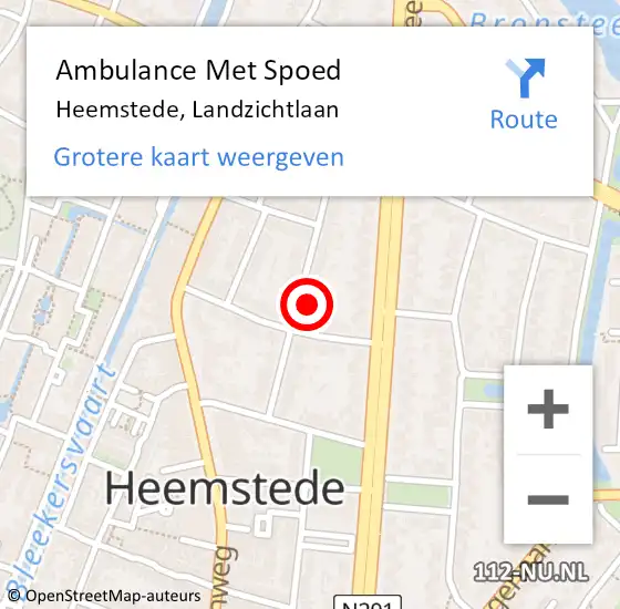 Locatie op kaart van de 112 melding: Ambulance Met Spoed Naar Heemstede, Landzichtlaan op 27 december 2023 10:05
