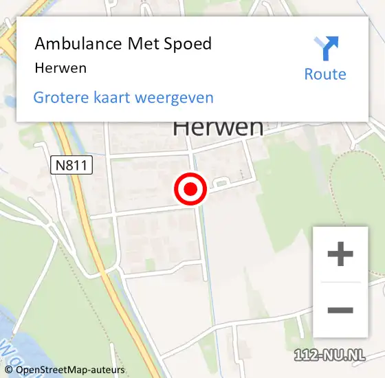 Locatie op kaart van de 112 melding: Ambulance Met Spoed Naar Herwen op 27 december 2023 10:48