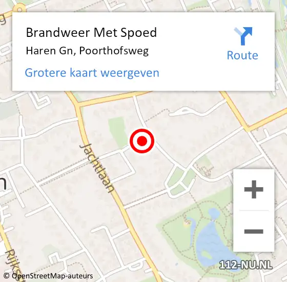 Locatie op kaart van de 112 melding: Brandweer Met Spoed Naar Haren Gn, Poorthofsweg op 27 december 2023 11:36