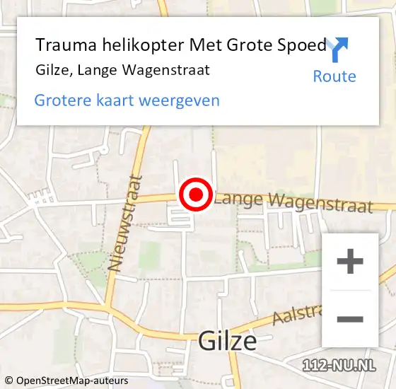 Locatie op kaart van de 112 melding: Trauma helikopter Met Grote Spoed Naar Gilze, Lange Wagenstraat op 27 december 2023 11:41