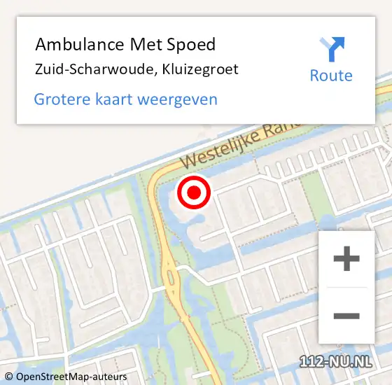 Locatie op kaart van de 112 melding: Ambulance Met Spoed Naar Zuid-Scharwoude, Kluizegroet op 27 december 2023 11:51