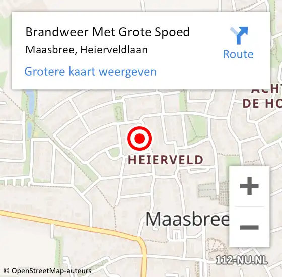 Locatie op kaart van de 112 melding: Brandweer Met Grote Spoed Naar Maasbree, Heierveldlaan op 27 december 2023 11:56