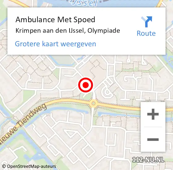 Locatie op kaart van de 112 melding: Ambulance Met Spoed Naar Krimpen aan den IJssel, Olympiade op 27 december 2023 12:04