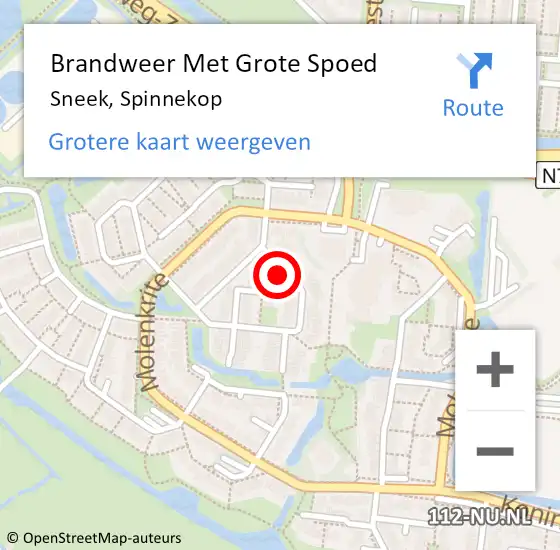 Locatie op kaart van de 112 melding: Brandweer Met Grote Spoed Naar Sneek, Spinnekop op 27 december 2023 12:05