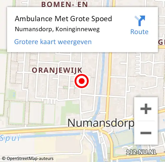 Locatie op kaart van de 112 melding: Ambulance Met Grote Spoed Naar Numansdorp, Koninginneweg op 27 december 2023 12:05