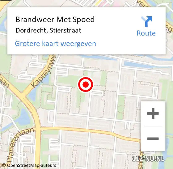 Locatie op kaart van de 112 melding: Brandweer Met Spoed Naar Dordrecht, Stierstraat op 27 december 2023 12:16