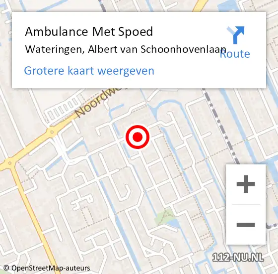 Locatie op kaart van de 112 melding: Ambulance Met Spoed Naar Wateringen, Albert van Schoonhovenlaan op 27 december 2023 12:37