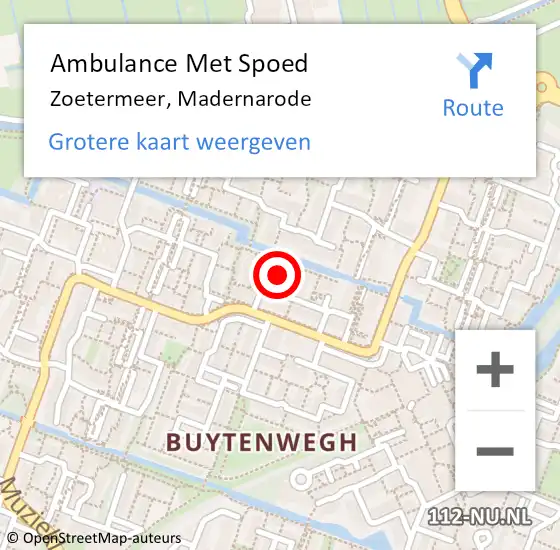 Locatie op kaart van de 112 melding: Ambulance Met Spoed Naar Zoetermeer, Madernarode op 27 december 2023 12:39