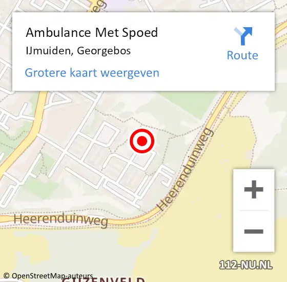 Locatie op kaart van de 112 melding: Ambulance Met Spoed Naar IJmuiden, Georgebos op 27 december 2023 13:04