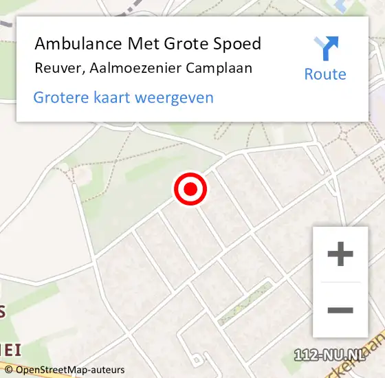 Locatie op kaart van de 112 melding: Ambulance Met Grote Spoed Naar Reuver, Aalmoezenier Camplaan op 19 september 2014 21:42