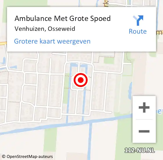 Locatie op kaart van de 112 melding: Ambulance Met Grote Spoed Naar Venhuizen, Osseweid op 27 december 2023 13:34