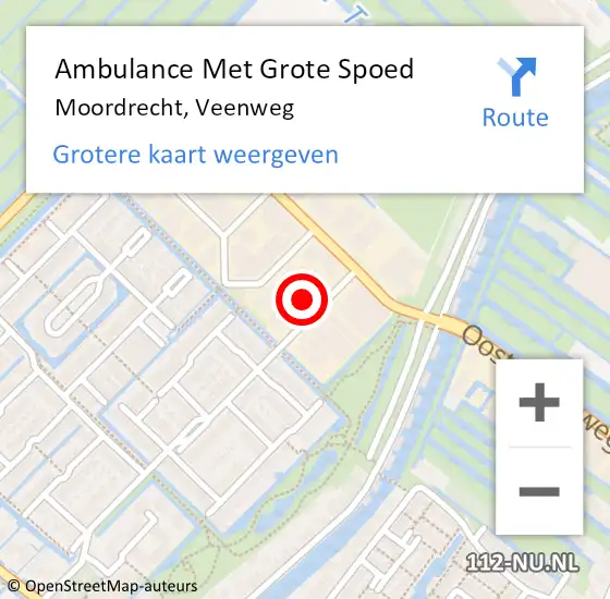 Locatie op kaart van de 112 melding: Ambulance Met Grote Spoed Naar Moordrecht, Veenweg op 27 december 2023 13:39