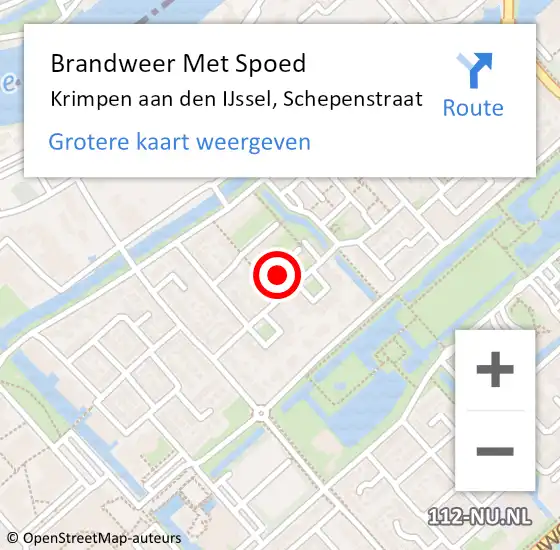 Locatie op kaart van de 112 melding: Brandweer Met Spoed Naar Krimpen aan den IJssel, Schepenstraat op 27 december 2023 13:52