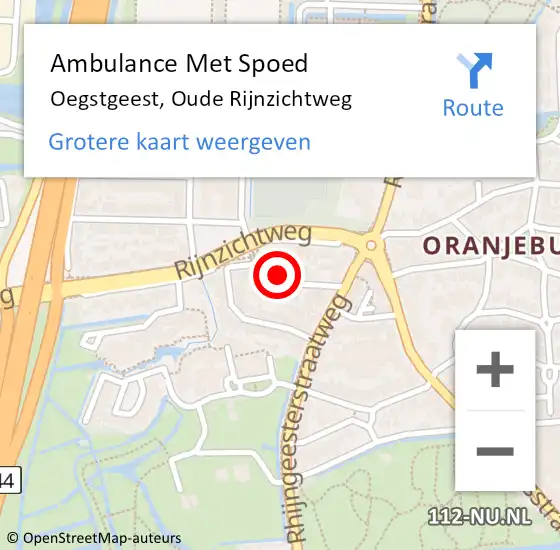 Locatie op kaart van de 112 melding: Ambulance Met Spoed Naar Oegstgeest, Oude Rijnzichtweg op 27 december 2023 14:11