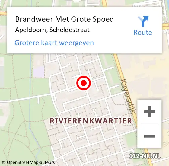 Locatie op kaart van de 112 melding: Brandweer Met Grote Spoed Naar Apeldoorn, Scheldestraat op 19 september 2014 21:55