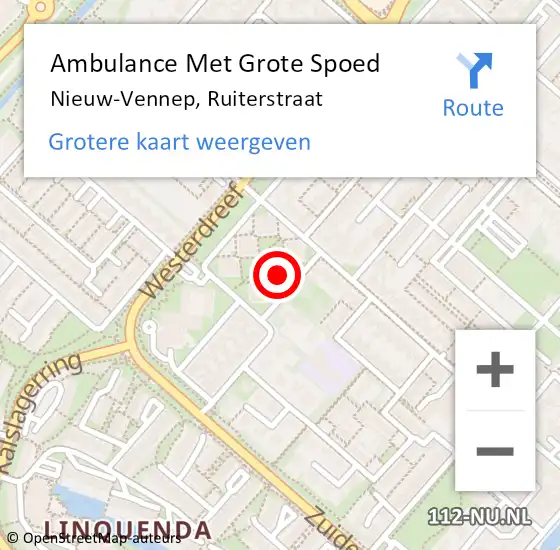 Locatie op kaart van de 112 melding: Ambulance Met Grote Spoed Naar Nieuw-Vennep, Ruiterstraat op 27 december 2023 14:37