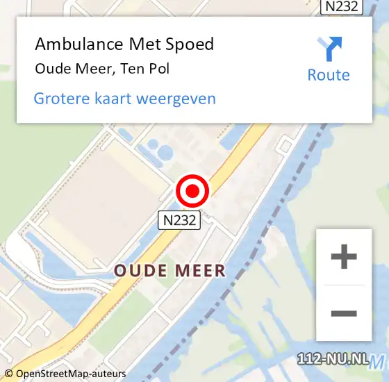 Locatie op kaart van de 112 melding: Ambulance Met Spoed Naar Oude Meer, Ten Pol op 27 december 2023 14:39